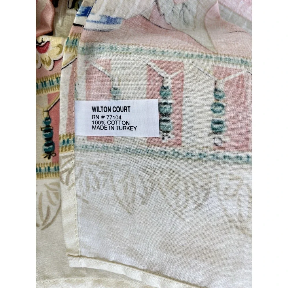 VTG Wilton Court Tea Party Tablecloth Cottage Core Romantic Birds Cotton 116X60